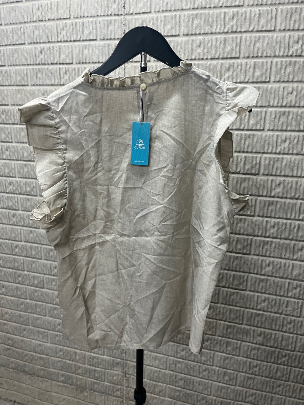 Cupshe Cream Ruffle Pintuck Blouse - Picture 4 of 4
